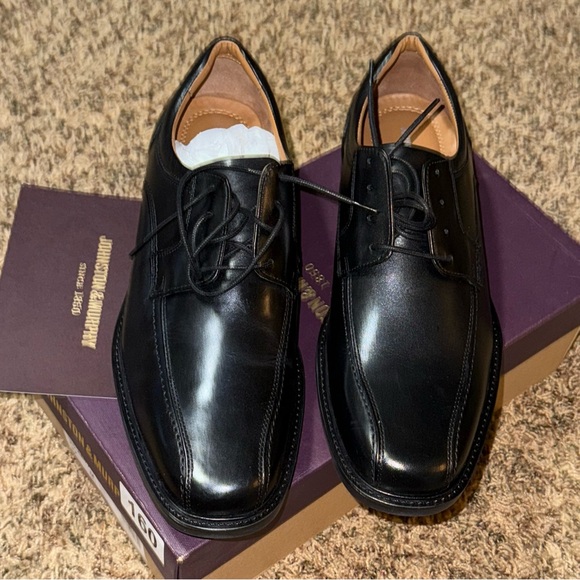 Johnston & Murphy Tabor Bike Toe Derby Dress Shoes Black Size 12 NIB Leather